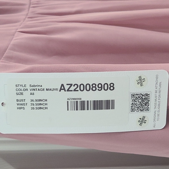 Azazie Sabrina Size 8, Vintage Muave - Picture 3 of 5